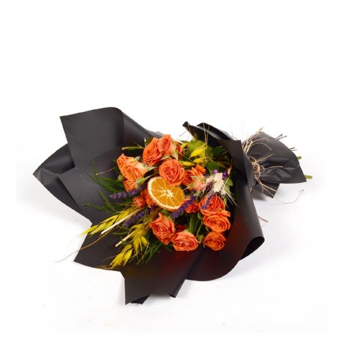 Renkli Turuncu Gül Buketi