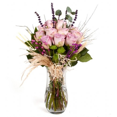 Vazoda Tasarım Lila Gül