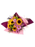 Ayçiçekleri ve Karışık Renkli Krizantemler